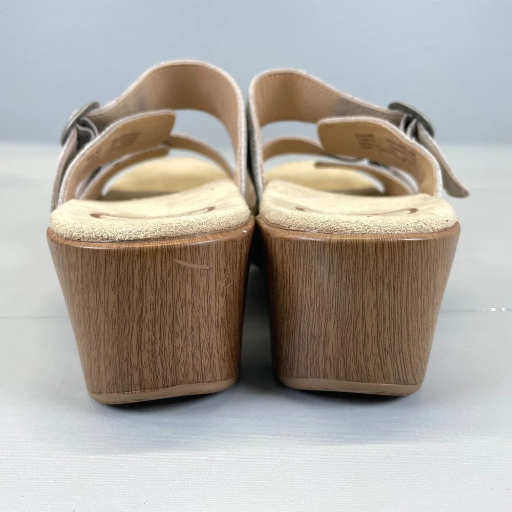 Dansko Sophie Wedge Sandals Womens Size 40 US 9.5 Gray Leather Comfort Shoes